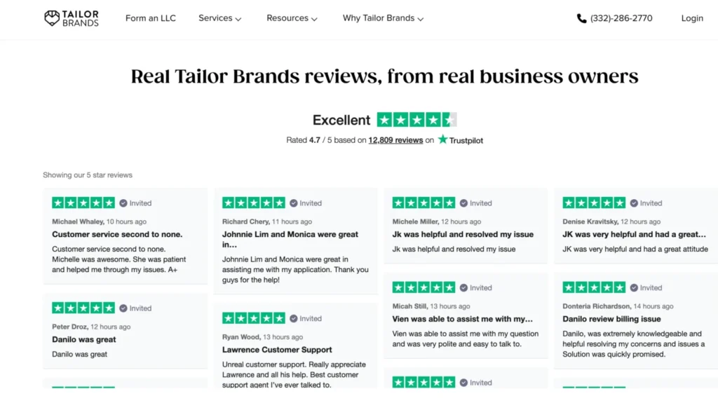 User Reviews - Tailor Brands